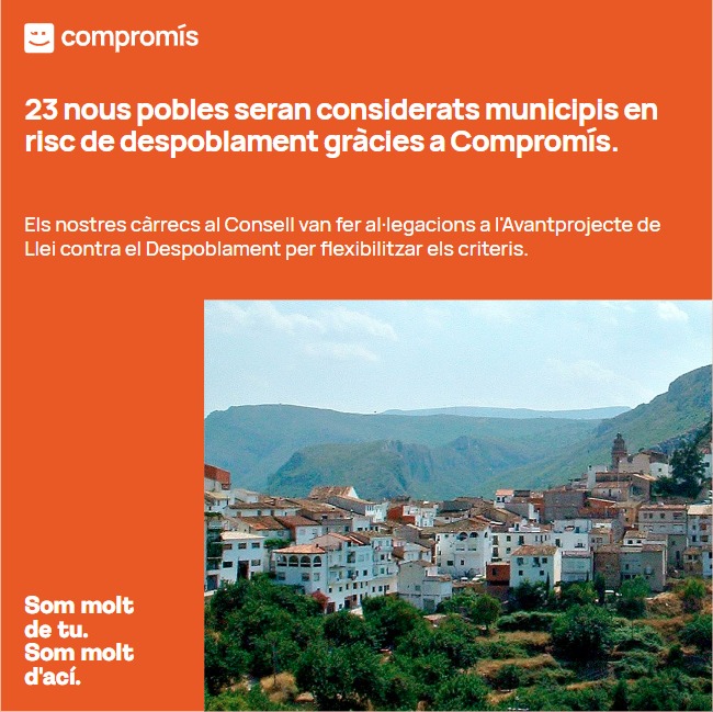 23 nous pobles seran considerats legalment "Municipis en risc de Despoblament". 🏘

Així, el seus Ajuntaments tindran accés al Fons de Cooperació Municipal de la Generalitat i els seus residents podran aplicar-se deduccions fiscals en l'IRPF per residència i inversió en negocis.