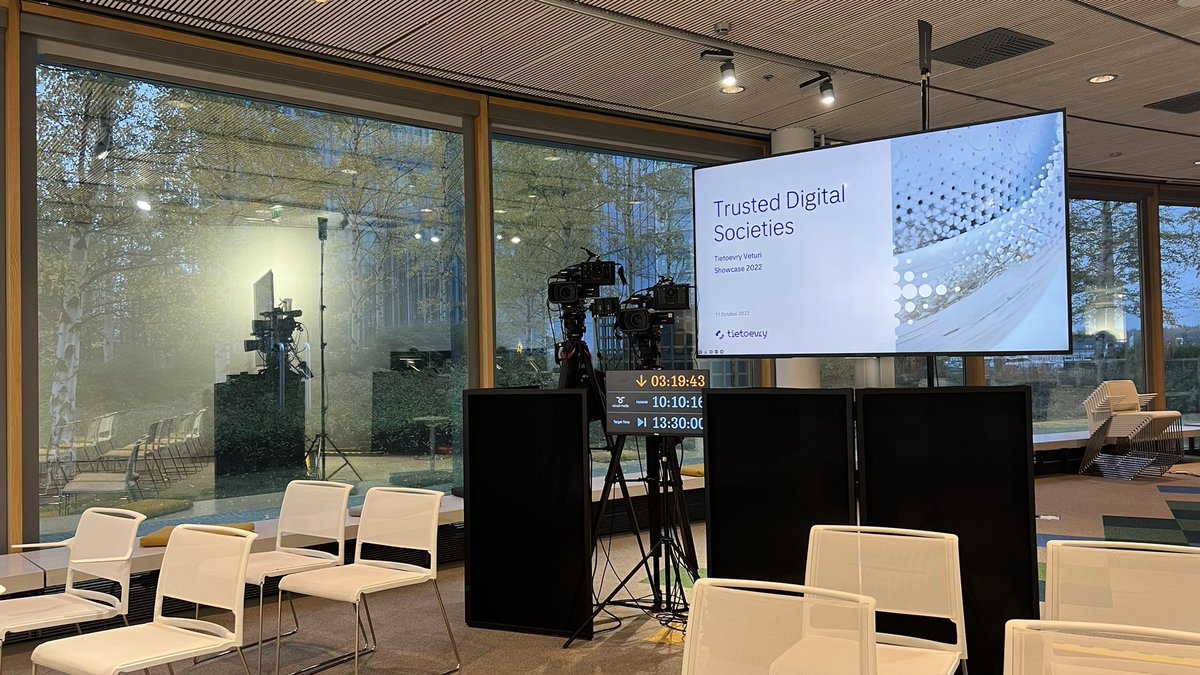 LisaGri's tweet photo. 🤩 back to live events at @Tietoevry. #TrustedDigitalSocieties showcase event today, expecting guests in person and online. Fully blown production, very different from online only events 🔥 Welcome! 

https://t.co/lIHigVd16Y https://t.co/BPQOvx7zCM