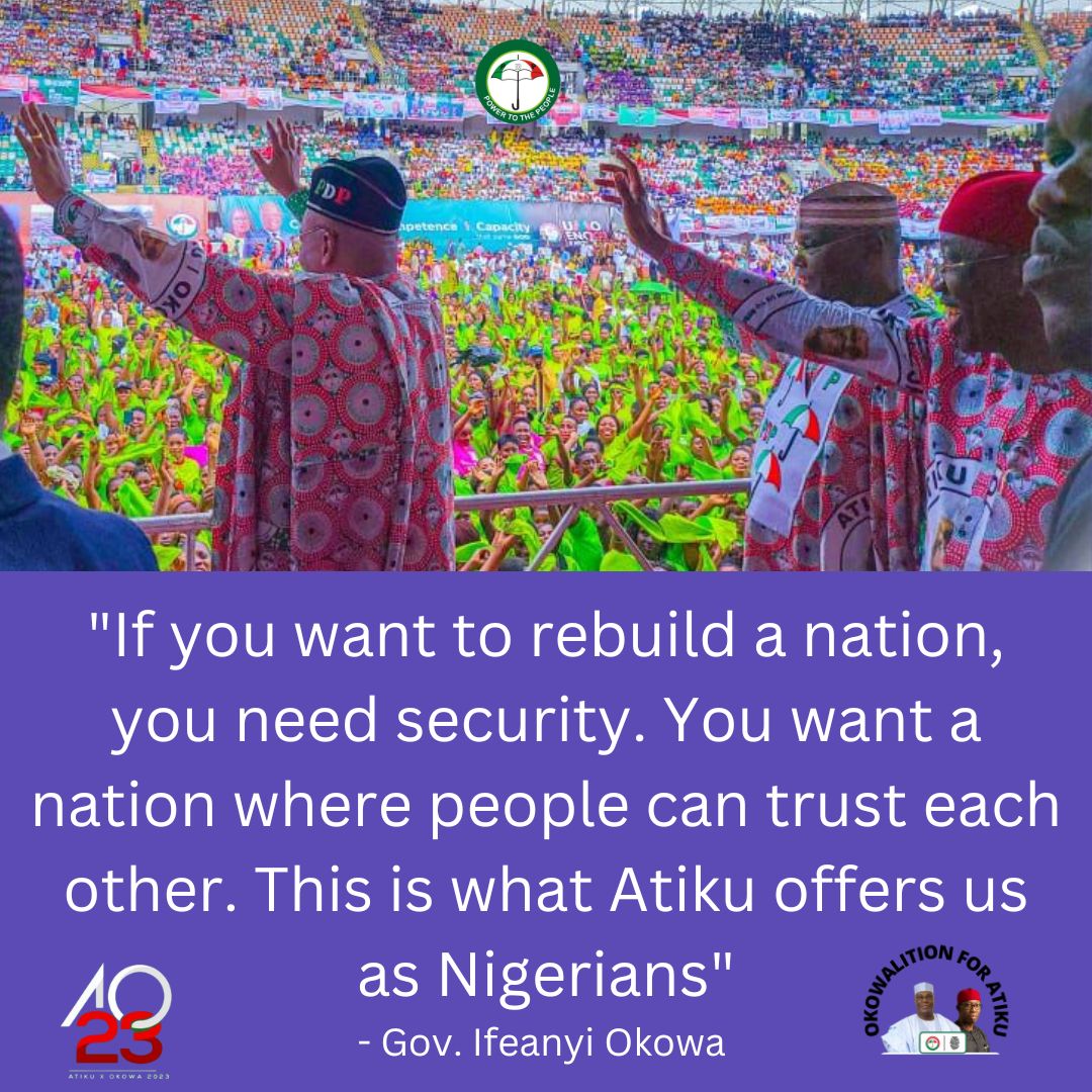 allfornigeria's tweet photo. Atiku and Okowa are ready to carry everyone along, regardless of age, ethnicity, religion, or gender. It is a government that will unify the nation in peace and harmony.
#AtikuInUyo #AtikuOkowa2023 https://t.co/KZ2dYQGeHS