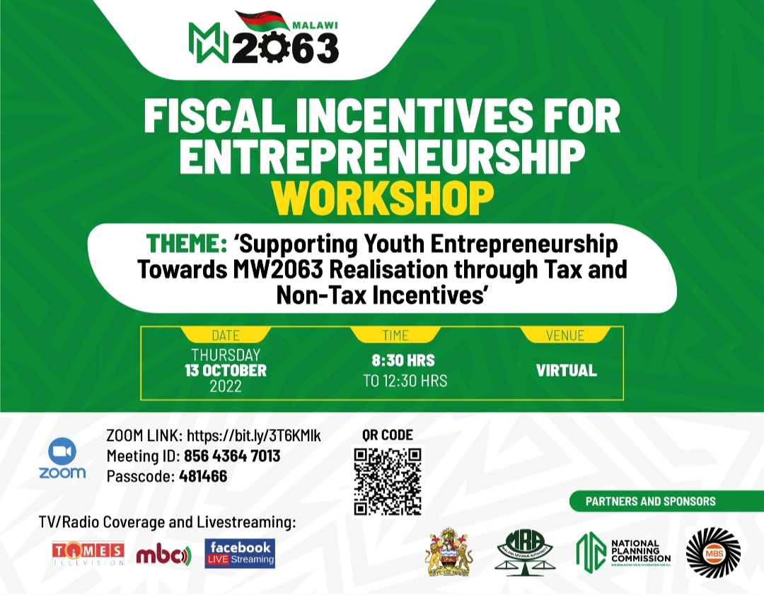 We have partnered with the Ministry of Finance, <a href="/MRA_Malawi/">MRA</a> and MBS to raise awareness on tax and non-tax incentives available for local entrepreneurs, including the youth, following up on the Access to Entrepreneurship Finance Workshop in June this year.
#MW2063 #Ndizotheka