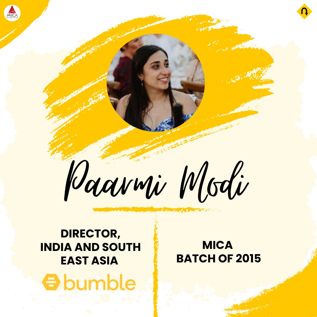 We are extremely delighted and proud to announce that Paarmi Modi, MICA Batch of 2015 has been appointed as the Director, India and South East Asia at Bumble.

We wish her the very best for her future endeavors!

#micaalumni #micanedge #alwaysahead
