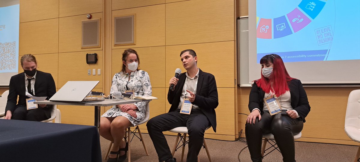 BlindUnion's tweet photo. We are in #Daejeon for the #UCLGCongress talking to municipal leaders, policy makers,&amp; civil society about the importance of #a11y in urban development. We kicked things off with a session on accessibility &amp; governance including a presentation on Accessibility Go! https://t.co/ku2mWSEkxR