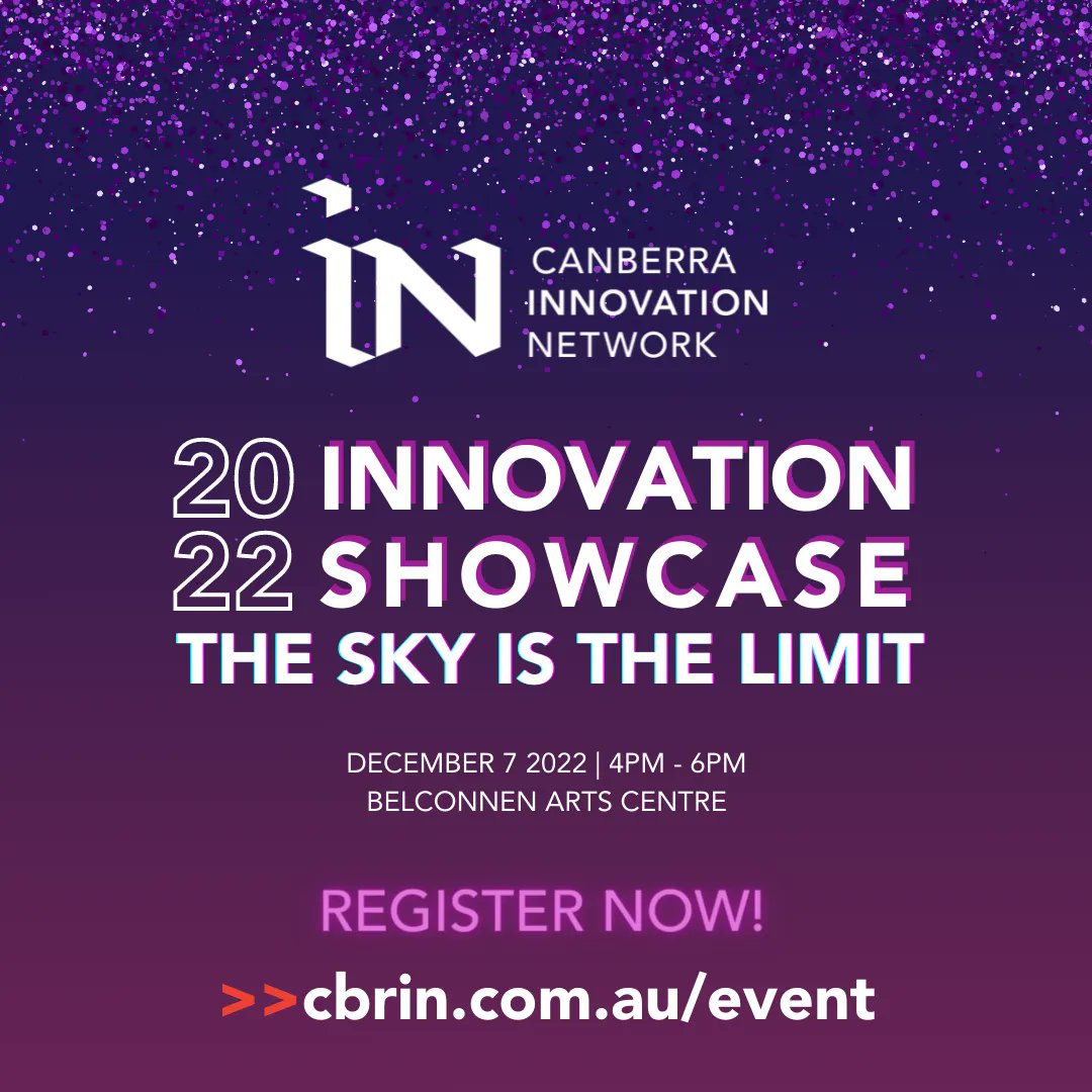 Join us for the annual extravaganza that is the ✨ Innovation Showcase! ✨  The sky is the limit with this annual celebration dedicated to highlighting the wins of Canberra’s innovative community. 

See you there >> cbrin.com.au/events/innovat…