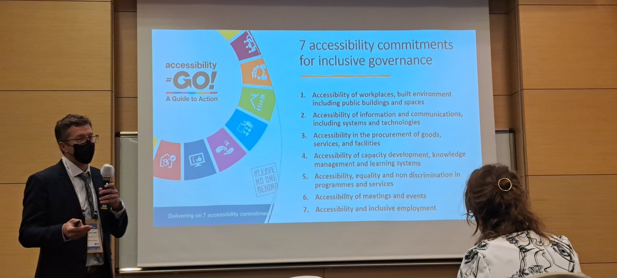 BlindUnion's tweet photo. We are in #Daejeon for the #UCLGCongress talking to municipal leaders, policy makers,&amp; civil society about the importance of #a11y in urban development. We kicked things off with a session on accessibility &amp; governance including a presentation on Accessibility Go! https://t.co/ku2mWSEkxR