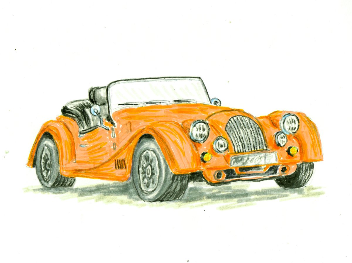 Day 11 of inktober. Here is a marker sketch of the Morgan Plus Six British sports car.  The car is available in two models:  the Emerald and Moonstone. #inktober #MorganPlusSix #inktober2022 #markerdrawing