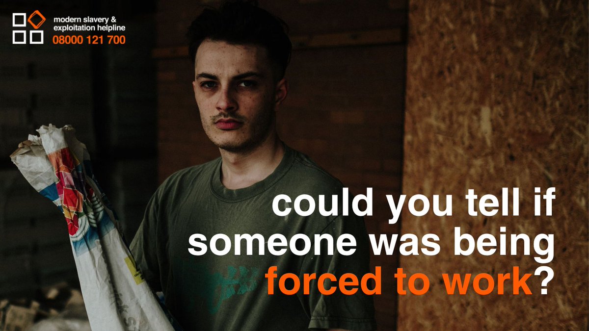 MSHelpline's tweet photo. Could you #spotthesigns of labour #exploitation? 
📌Signs of psychological or physical abuse 
📌Appears frightened, withdrawn or confused 
📌Always accompanied 
📌Working very long hours 
📌Living on site 
📌Transported to/from work with multiple people
📞Report at 08000 121 700 https://t.co/TXGlXuwIBq