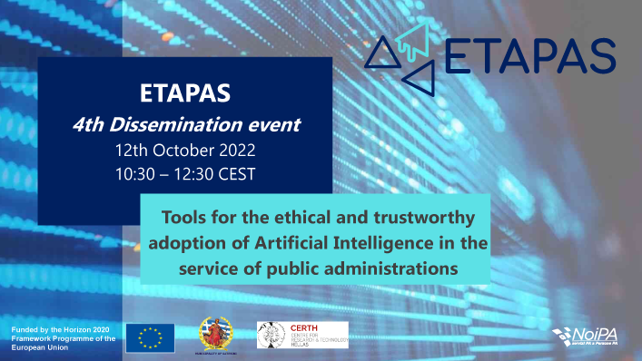 NoiPA (@noipa_social) on Twitter photo 📌 Domani, ore 10:30, workshop online di <a href="/ETAPAS_EU/">ETAPAS project</a>.
"Tools for the ethical & trustworthy adoption of #AI in #PublicAdministration". Tema: gli impatti delle #disruptivetechnologies nel settore pubblico.
🔵 Partecipa all’evento, clicca qui👉 bit.ly/3fF7hFU
<a href="/CERTHellas/">ΕΚΕΤΑ-CERTH</a> 📌 Domani, ore 10:30, workshop online di <a href="/ETAPAS_EU/">ETAPAS project</a>.
"Tools for the ethical & trustworthy adoption of #AI in #PublicAdministration". Tema: gli impatti delle #disruptivetechnologies nel settore pubblico.
🔵 Partecipa all’evento, clicca qui👉 bit.ly/3fF7hFU
<a href="/CERTHellas/">ΕΚΕΤΑ-CERTH</a>