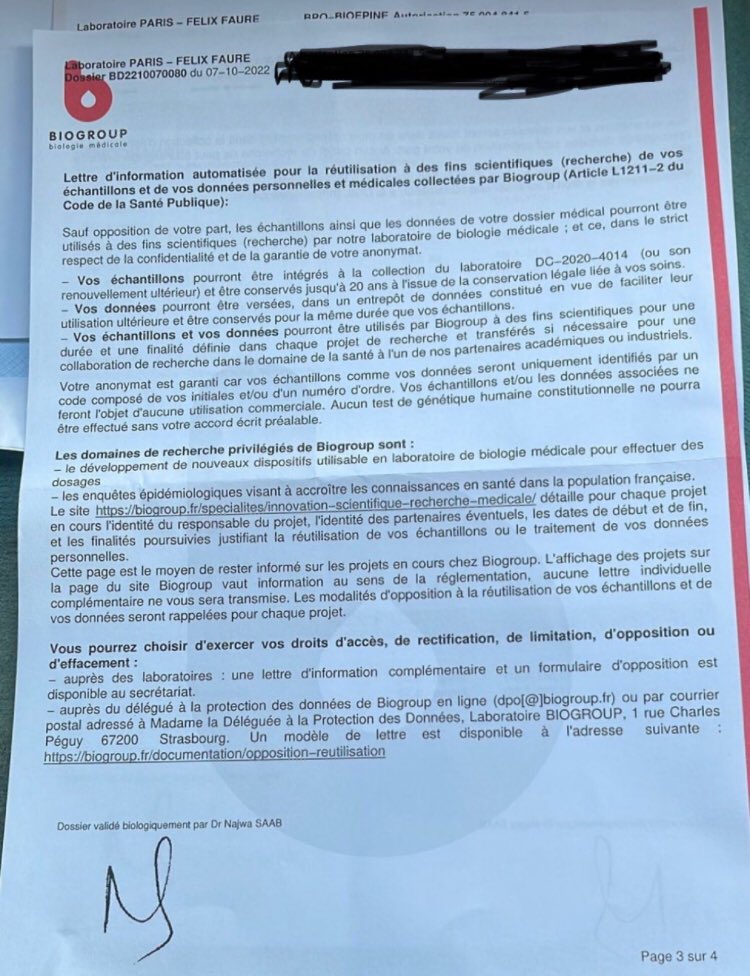 Laissonslespre1's tweet photo. Aaaaahhhhhh
Eh bien ! pas sûr que ce soit bien réglementaire cette utilisation de vos prélèvements sanguins !!!
Il eut fallu un consentement a priori et pas a posteriori
Et quelles utilisations ?
Ce monde dérive
⁦@MullerBronnL⁩ ⁦@alainhoupert⁩ ⁦@loichervepublic⁩ https://t.co/IuxPDyO0fE
