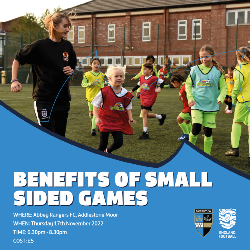 surreyfa's tweet photo. Join the FA Grassroots Delivery Team for a workshop to support coaches and bring to life examples of how small-sided games can benefit player development. ⚽️ 

🗓️17th November 
🕕6.30-8.30pm 

Sign up here👇