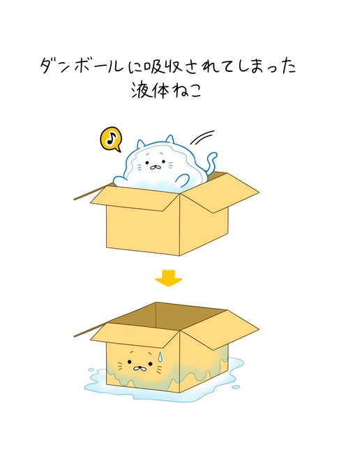 ダンボールに吸収されてしまった液体ねこ 