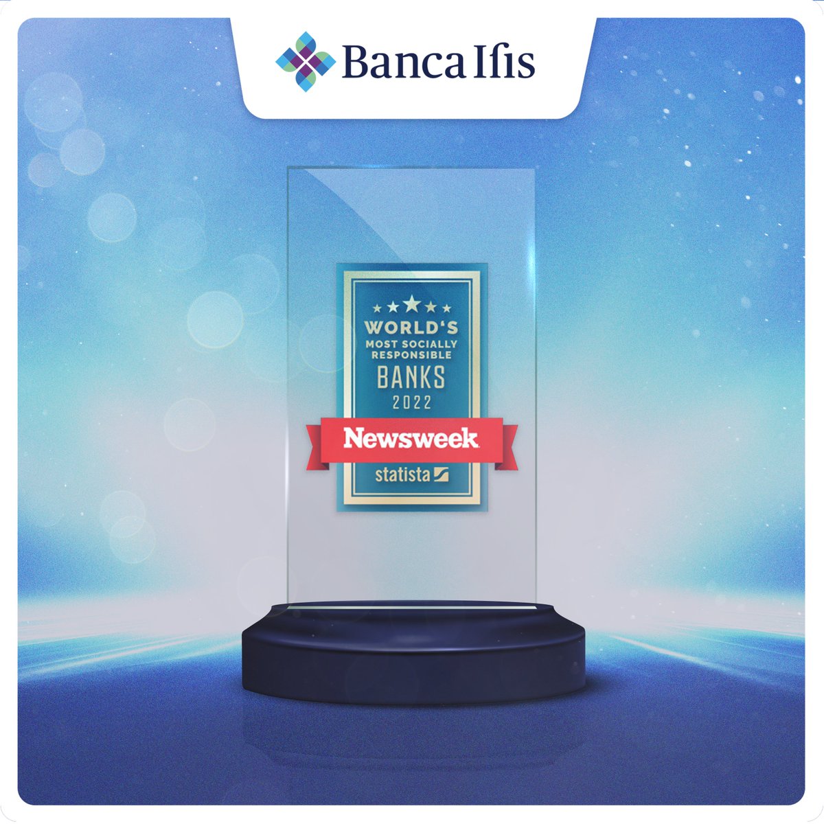 BancaIfis's tweet photo. #BancaIfis entra nella classifica di @Newsweek delle banche più socialmente responsabili del mondo.
Un riconoscimento che conferma ancora una volta l’impegno del Gruppo sui temi ESG nell’ambito dell’Agenda 2030 e del Piano industriale 2022-2024. #SmartBankSmartChoice https://t.co/O4ZkewTTpB