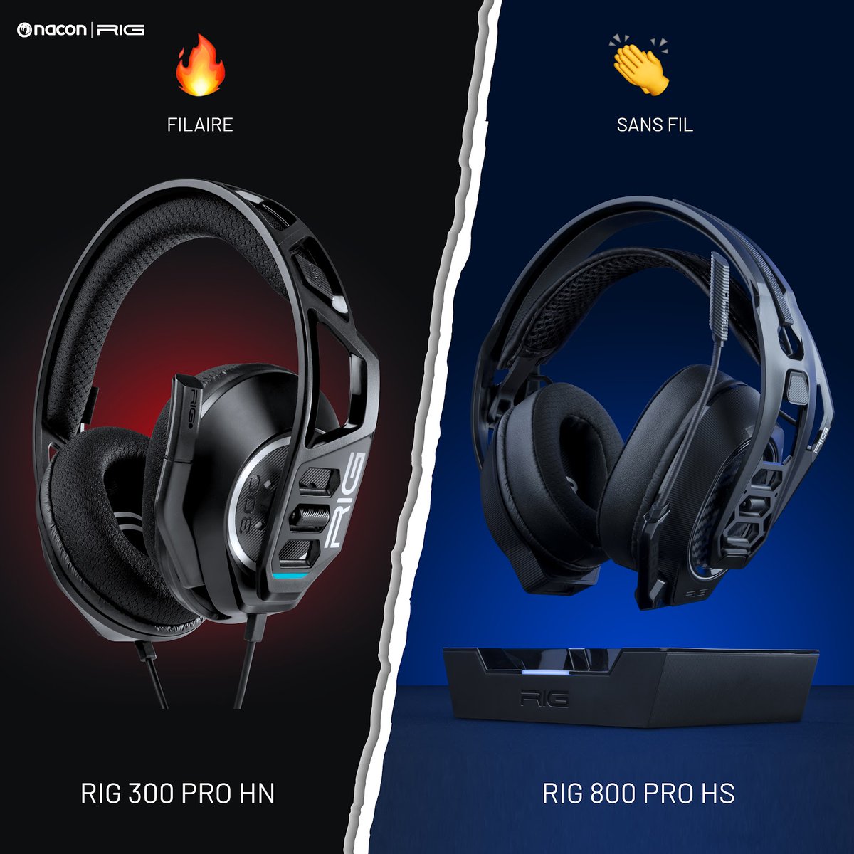 NaconFR's tweet photo. Pour vos parties, vous préférez jouer en casque sans fil ou casque filaire ? 🆕😁
Découvrez la nouvelle gamme de casques gaming RIG PRO 👉 https://t.co/rdWmbGYZ11
#RIG #Nacon #Nouveauté2022 #RIG800Pro #RIG300Pro #RIG500Pro @RIGGaming_fr https://t.co/Q5T5uyTDLR