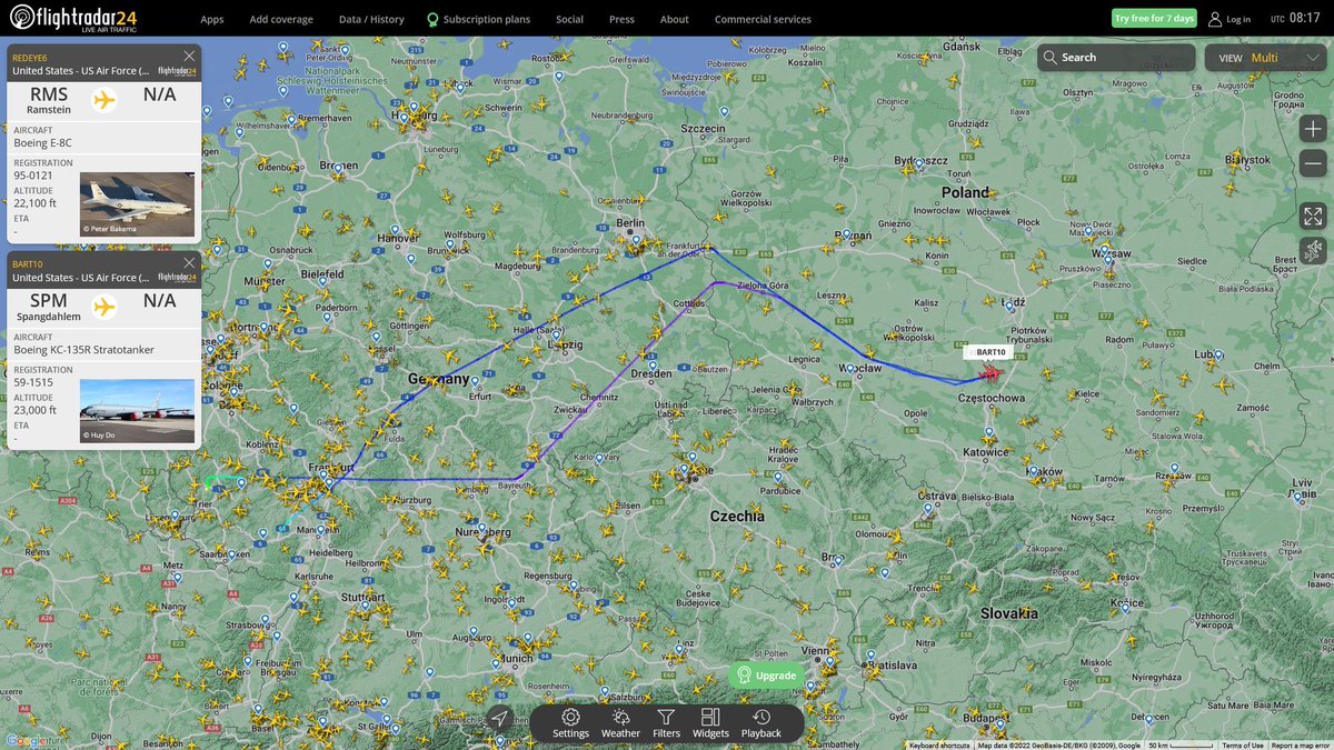 AIYeyENGDdJkjTr's tweet photo. Oct. 11, 2022
#Ramstein Air Base #Poland
#REDEYE6 #AE1491 USAF E-8C Joint Stars
#Spangdahlem Air Base #Poland
#BART10 #AE07A9 USAF KC-135R Stratotanker https://t.co/Svj3xFc02Q