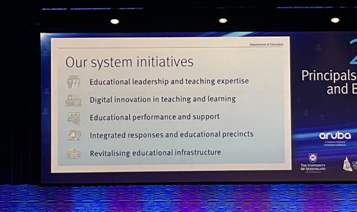 BuchholzJoel's tweet photo. At @QLDEducation’s #PC2022QLD, Director General Michael De’Ath outlined five pillars of system design to ensure we deliver on the moral imperative of a high performing education system focussed on:
◦Educational achievement
◦Wellbeing and engagement
◦Culture and inclusion https://t.co/X2hJFwaDO5