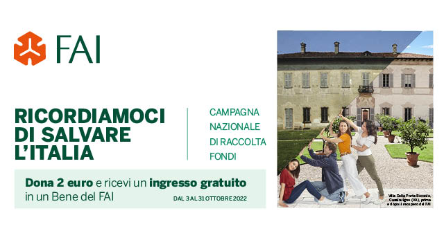 L'italia ha bisogno di te, FAI - Fondo per l'Ambiente Italiano da circa 50 anni si prende cura del patrimonio d'arte e naturale.
Oltre 700 luoghi da visitare in occasione delle #giornatefai d'autunno in 350 città.
#partecipa #dona #fondoambienteitaliano #fondoambiente
