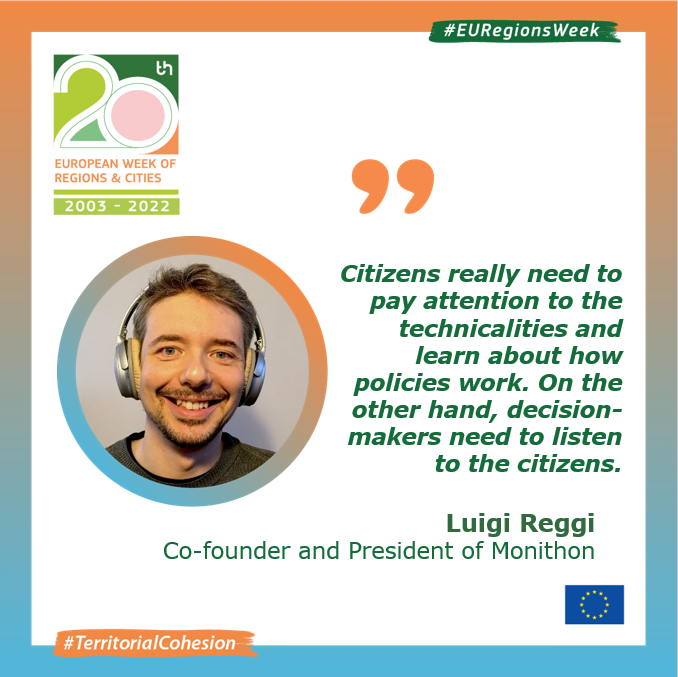 EUinmyRegion's tweet photo. Currently, @Monithon has more than 1150 reports.

The initiative develops methods &amp; tools for a participatory evaluation of public policies by local communities. 

#EURegionsWeek #CohesionAndCooperation https://t.co/T7Ri2X5QC4