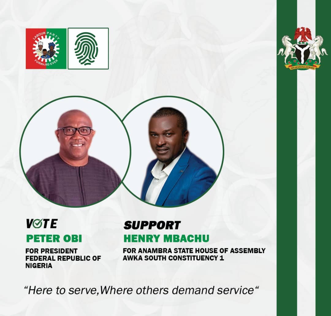 MbachuHenry23's tweet photo. Working for everything Nigeria needs...
Support LP,
Support Peter Obi,
Support Henry Mbachu,
To
Deliver the dividends of democracy...
#mbachu4awkasouth1 #henrymbachu4hoa #mbachu4hoa #mbachuhenry #mbachu https://t.co/eJsciipdDP