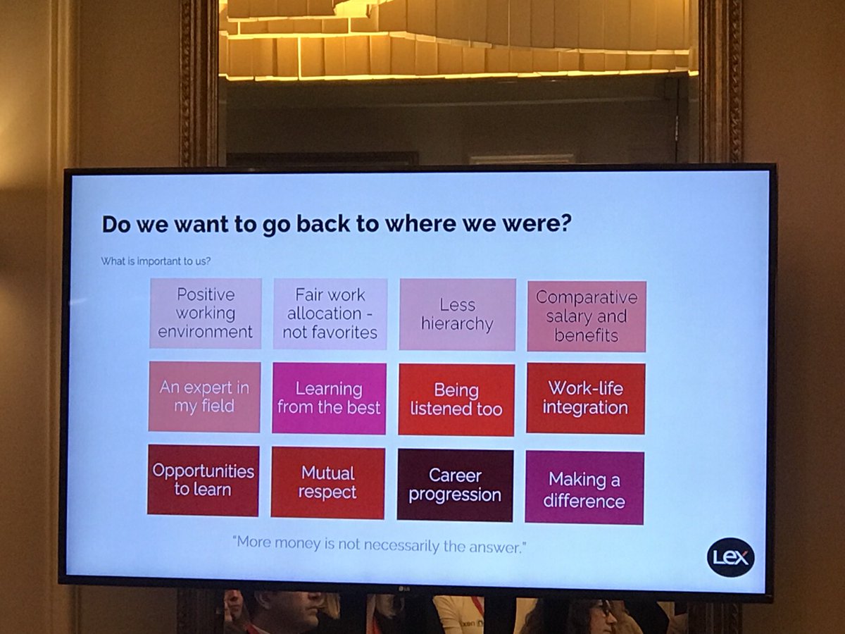 LFMSummit's tweet photo. ‘Making a difference’ is now important to both partners and associates, ahead of financial rewards #lfms https://t.co/QBJQnOXrRn