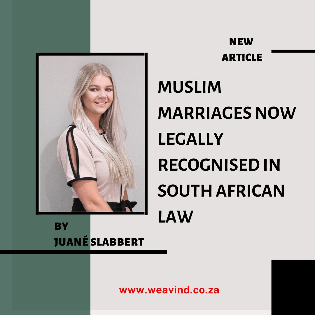 weavind_weavind's tweet photo. MUSLIM MARRIAGES NOW LEGALLY RECOGNISED IN SOUTH AFRICAN LAW
By Juane Slabbert

Read the full article on our website.

https://t.co/y0T6LFbCGM https://t.co/KS37syRuby