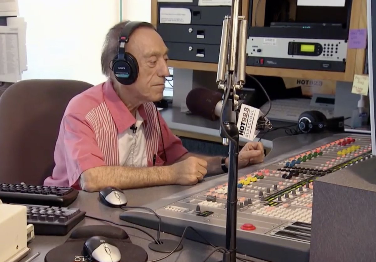 The_Tommy_Hough's tweet photo. Wrapping up with an #Oldie for #ArtLaboe, who kept the music of previous eras alive into his 90s. Known for his groundbreaking, request-driven #KXLA remotes at #ElMonte #LegionStadium, he made his debut while in the Navy in 1943 at #KSAN in San Francisco. https://t.co/EBMG1c8aZw https://t.co/UuELmDDKTb