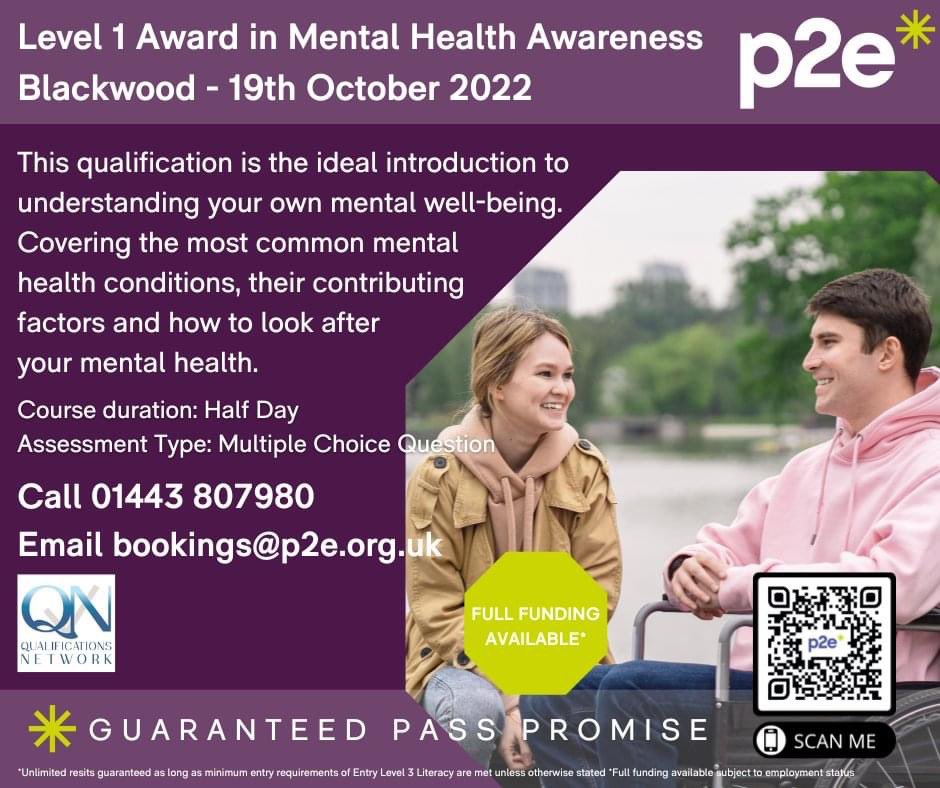 P2Eorg's tweet photo. Level 1 Mental Health Awareness

Book now! 
https://t.co/ObG3vmTPcH
01443 807980
 #mentalhealthmatters #mentalhealthawareness https://t.co/1PrQ8iZvEA