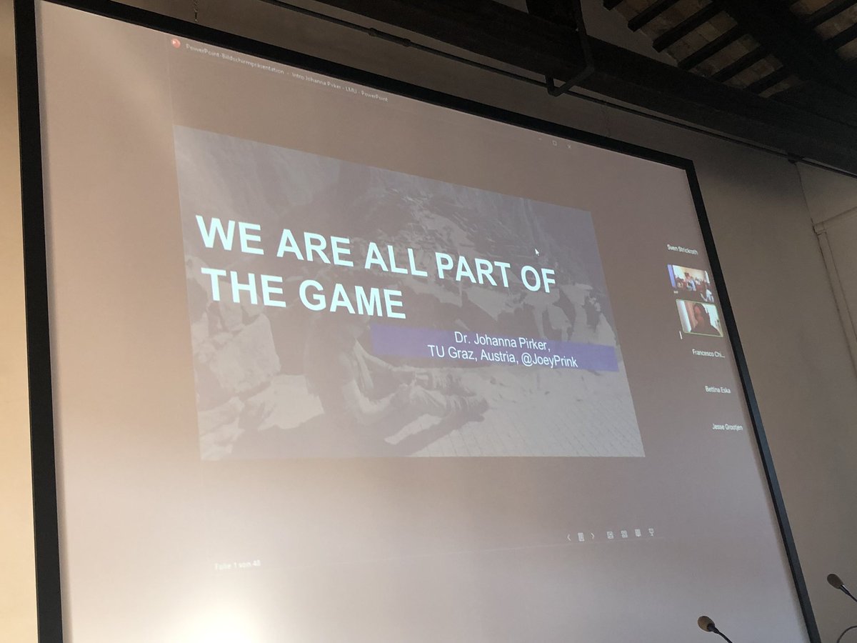 Johanna Pirker talking about „we are all part of the game“ at the LMU media informatics doctoral colloquium in Venice #idc2022venice jpirker.com <a href="/JoeyPrink/">Johanna Pirker #gamescom</a>