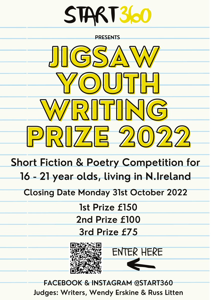 Start360 (@start360org) on Twitter photo This week we are sharing tips on writing #poetry from writer <a href="/RussLitten/">Russ Litten</a> who is one of our judges for the Jigsaw Youth Writing Prize👍
‘Keep a special book you can put your writing in. Take it with you everywhere.’
<a href="/YouthActionNI/">YouthAction Northern Ireland</a> <a href="/NIYF/">NI Youth Forum</a> <a href="/VOYPIC/">VOYPIC</a> @PrincesTrustNI <a href="/bytesproject/">The Bytes Project</a> This week we are sharing tips on writing #poetry from writer <a href="/RussLitten/">Russ Litten</a> who is one of our judges for the Jigsaw Youth Writing Prize👍
‘Keep a special book you can put your writing in. Take it with you everywhere.’
<a href="/YouthActionNI/">YouthAction Northern Ireland</a> <a href="/NIYF/">NI Youth Forum</a> <a href="/VOYPIC/">VOYPIC</a> @PrincesTrustNI <a href="/bytesproject/">The Bytes Project</a>