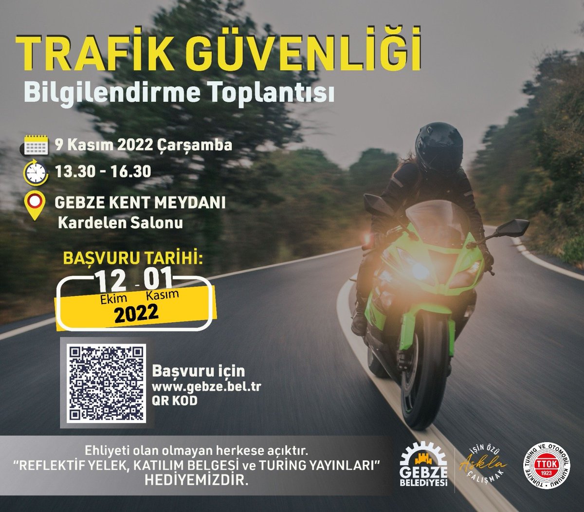 gebze_belediye's tweet photo. Güvenli motosiklet sürüş teknikleri ve Doğru Ekipman Kullanımı konularında farkındalık oluşturmayı hedefleyen programımıza motosikletli kuryeler başta olmak üzere ilgi duyan tüm hemşehrilerimizi davet ediyoruz.🛵 https://t.co/pSvCz77DkS