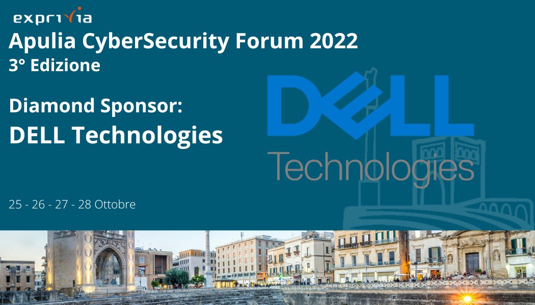 Exprivia_CY's tweet photo. La terza edizione dell' #ApuliaCyberSecurityForum 2022 organizzata da @Exprivia_Italy è sponsorizzata da  
@DellTechItaly!

Registrati gratuitamente: https://t.co/okEF5FI2JK

#CyberSecMonth #CyberSecMonth2022 #ThinkB4UClick #ApuliaCybersecurityForum #ECSM #ECSMBari @DellTech https://t.co/ObRs86tMw7