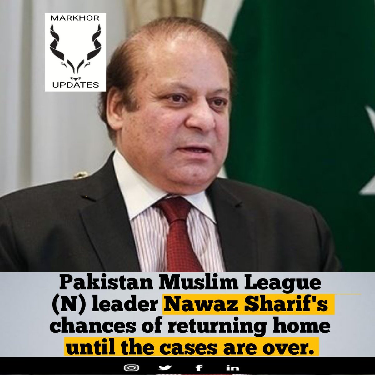 MarkhorUpdates's tweet photo. پارٹی ذرائع کے مطابق (ن) لیگ کے قائد نوازشریف اورمریم نواز کی لندن میں تفصیلی سیاسی مشاورت ہوئی۔ نوازشریف کی فوری وطن واپسی کے امکانات معدوم ہوگئے ہیں تاہم ان کی واپسی آئندہ سال عام انتخابات سے قبل متوقع ہے
#markhorupdates https://t.co/KllPbQcVOM