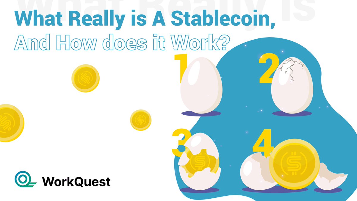 What Really is A Stablecoin?💬 What are the types Of stablecoins? 🤔 How do they function? 🤨 Want to know more?ℹ️ Read the full article here 👉 bit.ly/3fYXnPv #WorkQuest #work $WUSD $WQT #WorkNet #WorkQuestApp #crypto #Blockchain #cryptocurrency #btc #money #USDT
