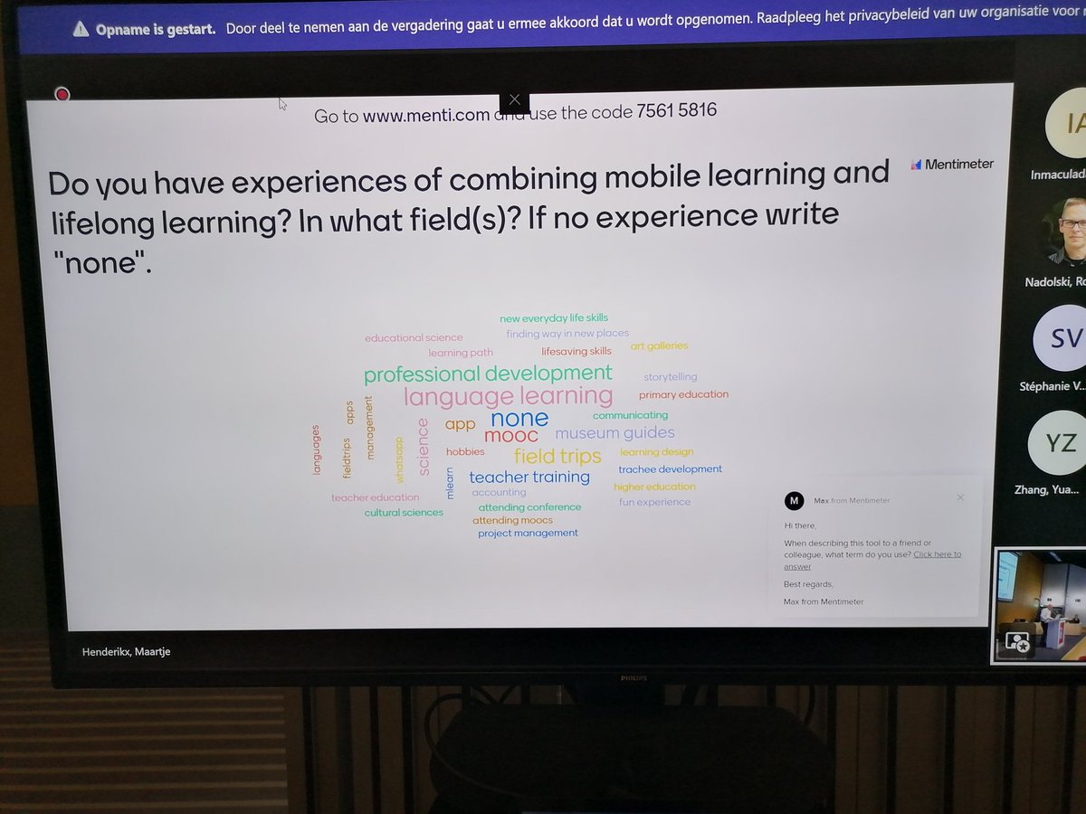 EllenRusman's tweet photo. Day 2 of #mlearn2022: starting with AGM of @IAMLorg, welcoming words of @OU_Nederland rector @TheoBastiaens and keynote of Jimmy Jaldemark @doctorboundless on #Microcredentials, mobile devices and models for #professionaldevelopment: #lifelonglearning initiatives in hybrid HE https://t.co/KBQsWJUBYb