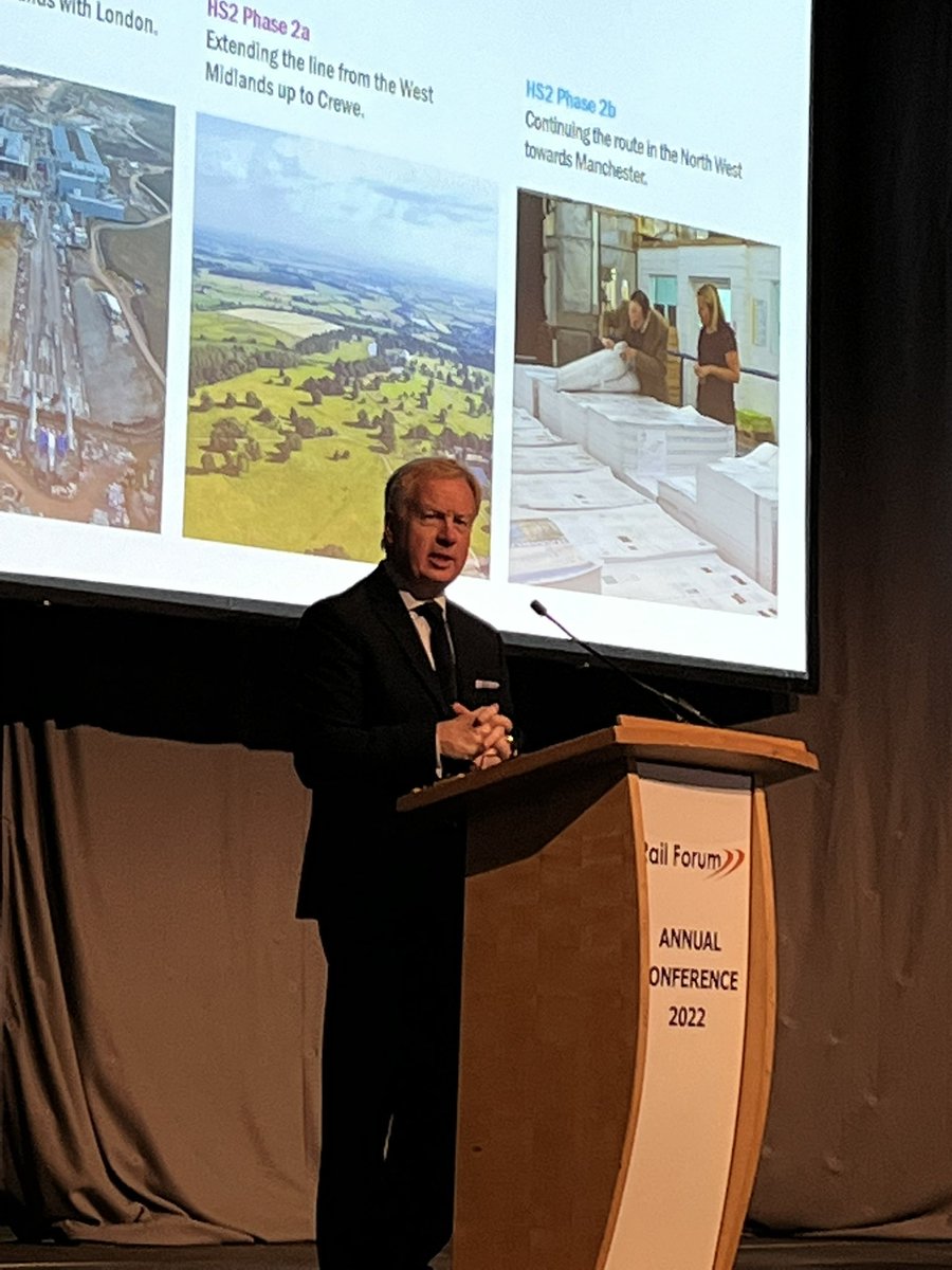 railforum_uk's tweet photo. Mark Thurston, CEO @HS2ltd shares phase one progress, the role innovation plays, the importance of safety & how green technology is utilised to reduce emissions & make construction cleaner.
Marks also outlines the future timeline & gives guidance for HS2 suppliers #RFConference https://t.co/9aOfrMxOJN