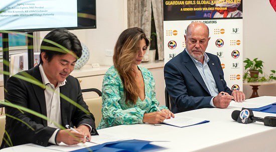 It’s Official 🕺👍🤛🥋🎉 <a href="/UNFPA/">UNFPA</a>, <a href="/KIFGlobal/">Koyamada International Foundation (KIF) Global 🌎</a> and <a href="/WorldKarate_WKF/">World Karate Federation 🥋</a> signed a trilateral memorandum to launch a new Guardian Girls Karate to empower girls and young women to beat gender-based violence through #Karate training globally! 

#GuardianGirls #GuardianGirlsKarate <a href="/KenkoSone/">Kenko SONE</a>