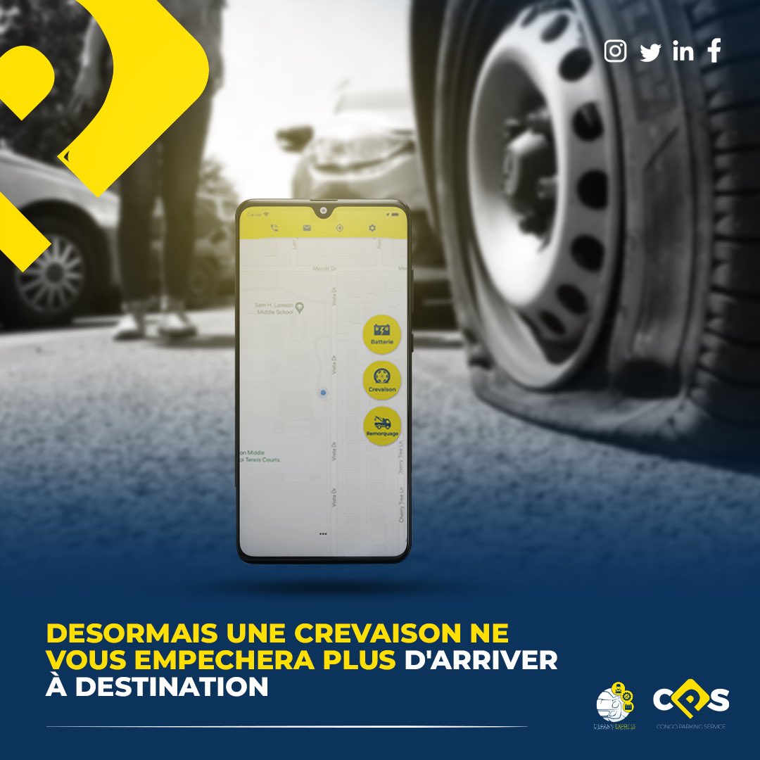 CongoParking's tweet photo. Roulez tranquillement et arrivez à destination ! En cas de panne, nos agents viennent vous assister en temps réel.

Il suffit d'en avoir dans votre Téléphone Mobile.

Cliquez sur ce lien pour télécharger.
➡️ https://t.co/Q4n2buPl6L 

#DepannExpress #AssistanceRoutière #Crevaison https://t.co/R5dln7UfVT