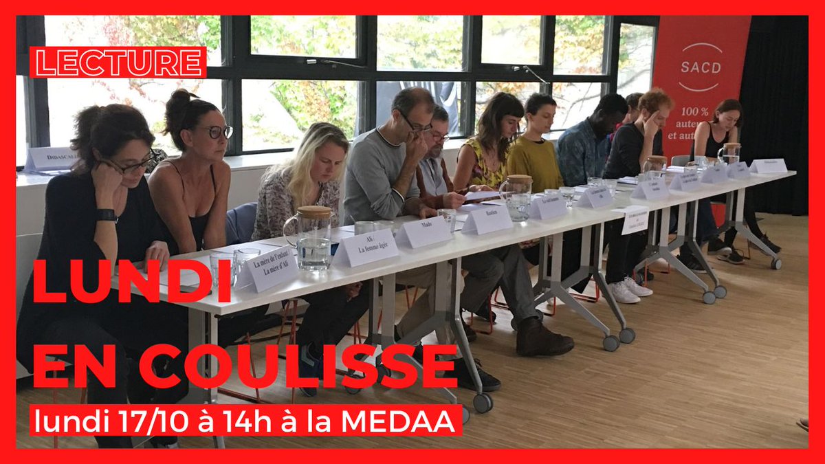 On a hâte ! Lundi prochain, c'est déjà notre Lundi en coulisse à la SACD ! 
Notre passeuse Aurélie Vauthrin-Ledent (Les Oiseaux de nuit Editions de théâtre belge francophone) nous fera découvrir 4 textes magnifiques.
📆 17/10  14h -18h à la MEDAA
👉 sacd.be/fr/agenda/even…