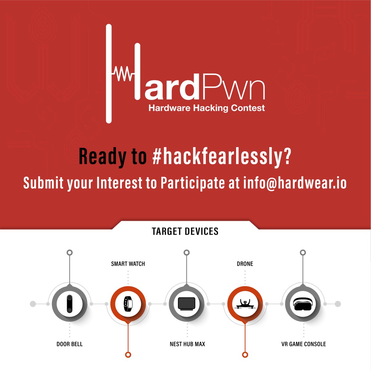 hardwear_io's tweet image. 📟HardPwn - a platform where you pick the famous ⌚hardware devices provided by vendors to #hackfearlessly &amp;amp; get rewarded! 

 😎Excited to get your hands dirty with the #hardware 👉go submit your interest now at 📥info@hardwear.io 

#hw_ioNL2022  #hacking #embedded #firmware
