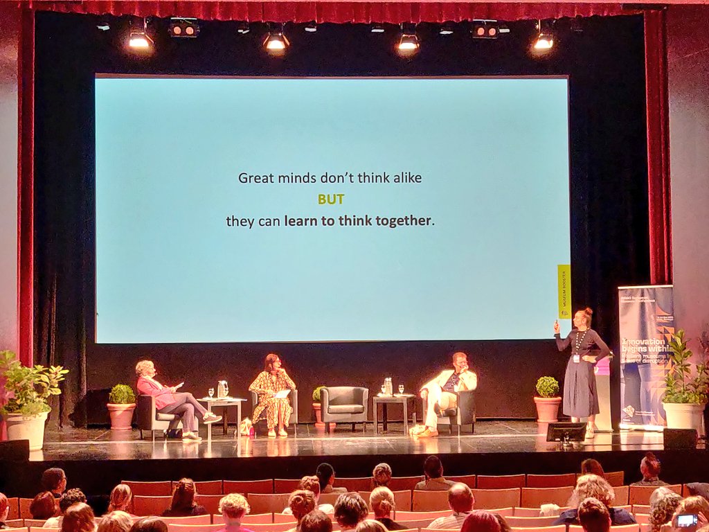 First panel of today is already in full swing. Olga Tykhonova from Museum Booster is talking about "digital courage", institutional change, and great minds who can learn together. #NEMOemc22