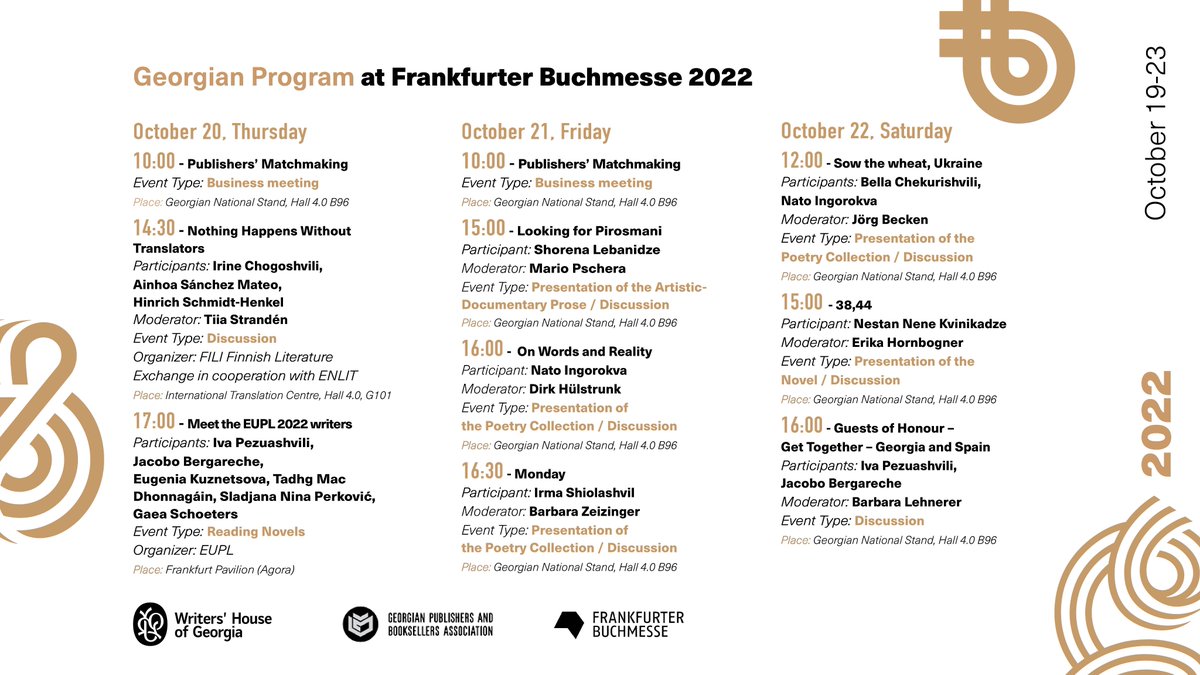 GPBAOFFICIAL's tweet photo. Georgian Literary Program at Frankfurter Buchmesse - https://t.co/DuVjc0c7WR https://t.co/dMPBFPGKIG