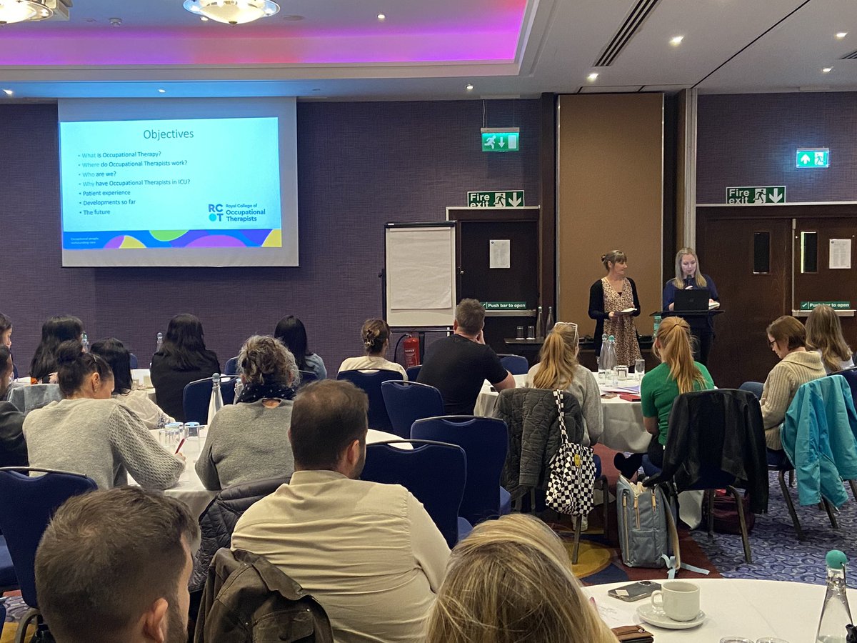 KssAdultCCODN's tweet photo. Next on the agenda, we are pleased to hear from Lizzie Allen and Lucy Watkins-Pitchford. They are discussing the role of the OT in Critical Care. #KSSACCCONFERENCE https://t.co/CTvrATqyXP