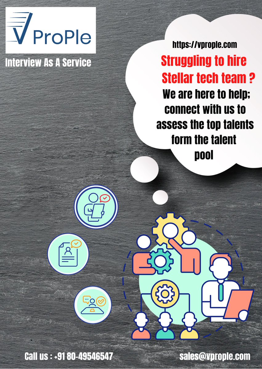 VProp1e's tweet image. Struggling to hire Stellar tech team ? We are here to help; connect with us to assess the top talents form the talent pool

&quot;Technical interview as a service&quot;

vprople.com/home

Call us : +91 80-49546547

sales@vprople.com

#outsourcetechnicalinterview