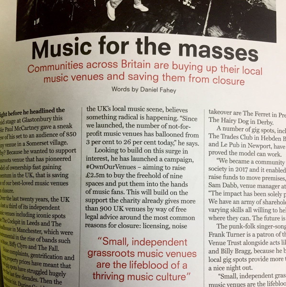 Interesting to see 26% of music venues are now not for profit. Warms the heart. This by <a href="/FaheyDaniel/">Daniel Fahey</a> in <a href="/PositiveNewsUK/">Positive News</a>