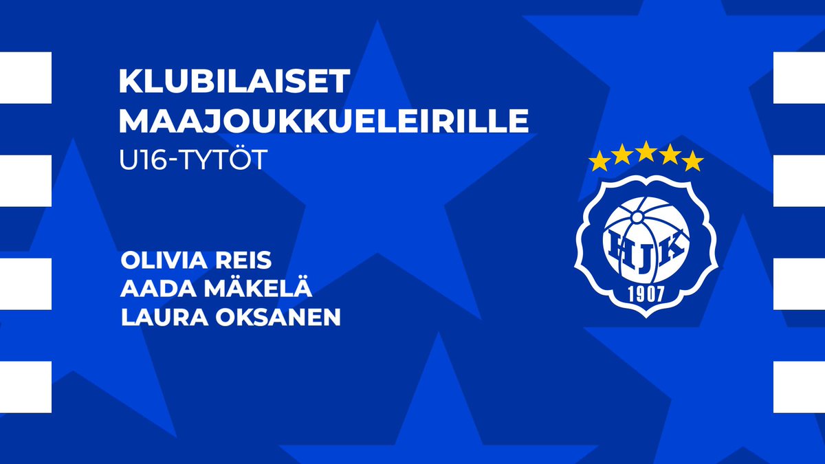 U16-tyttöjen maajoukkueleirille mukaan kolme Klubilaista! 🇫🇮 Eerikkilässä 24.-28.10.2022 järjestettävälle maajoukkueleirille ovat lähdössä Olivia Reis, Aada Mäkelä ja Laura Oksanen. 🙌 🤩 Koko Klubi onnittelee valinnoista! 💪 #HJK #OnVainYksiKlubi #PikkuHelmarit