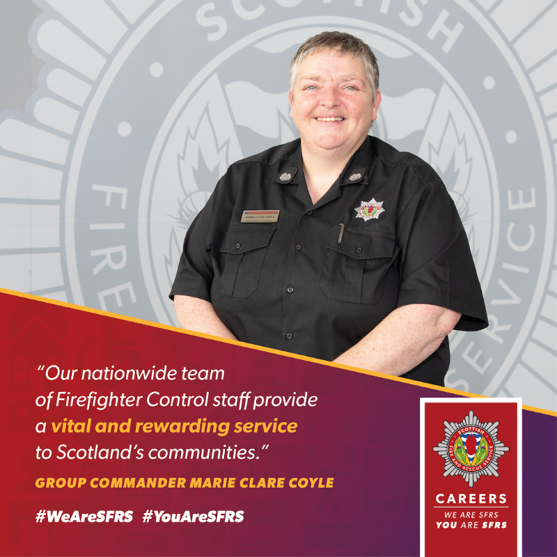 fire_scot's tweet photo. Group Commander Marie Clare Coyle is calling on the next generation of 999 call handlers to step forward and join Scotland's unseen frontline.📞

#WeAreSFRS #YouAreSFRS