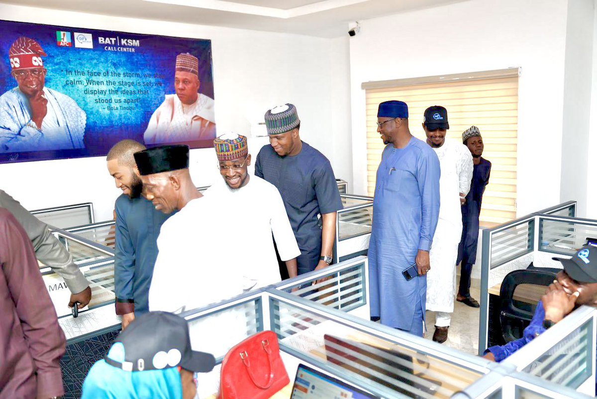 dikko_radda's tweet image. I was delighted to visit the @BatKsmCallCen call center in Abuja yesterday. The visit has gingered my zeal towards investing more in the younger generation when coming to power &amp;amp; promise to partner and attract more people to vote for Asiwaju and Kashim at the general elections.