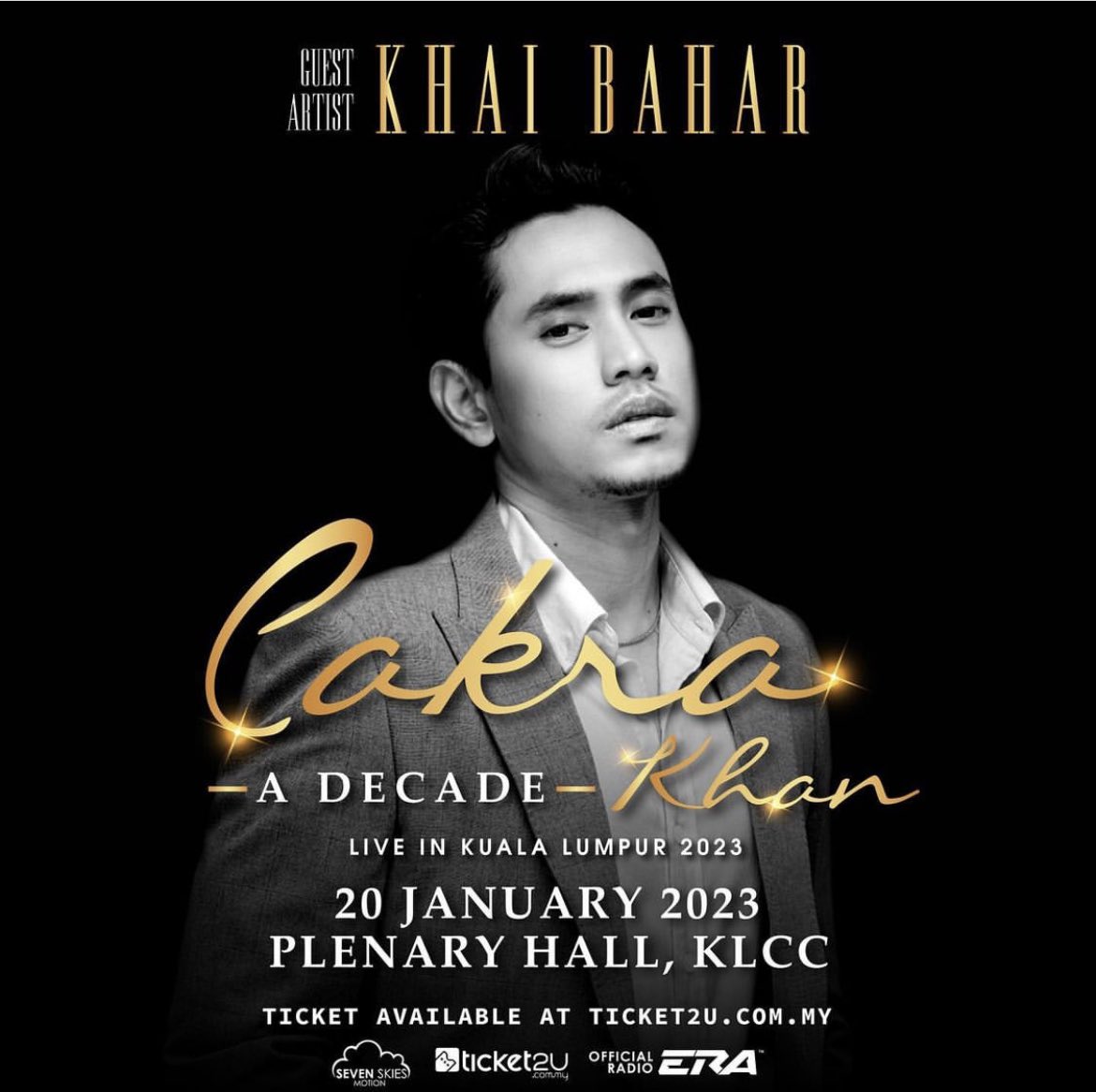 khaibahar94_'s tweet photo. Cakra Khan - A Decade - Live in Kuala Lumpur tickets will be available on https://t.co/hdQnkmH1QY on October 11th, 11 am❤️ 

@CakraKhan @sevenskiesmotion
#cakrakhanadecade #cakrakhanlive https://t.co/5rJMJM9V5W