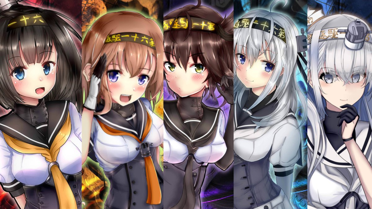 秋月(艦これ) ,初月(艦これ) ,涼月(艦これ) ,照月(艦これ) 「テレワーク終了仕事おわったー(`・ω・')ゞ 」|火村 モリタカ＠/5月COMITIA144（B51a)/その次は神戸かわさき10のイラスト