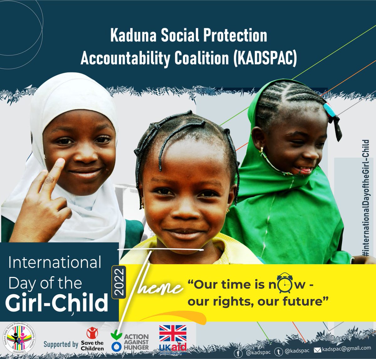 kadspac's tweet photo. 1.
OUR TIME IS NOW- OUR RIGHT, OUR FUTURE
#socialProtectionToEndPoverty2023 
#SPTuesday 
#InternationalDayOfTheGirlChild @minibaby @KDHSSD @save_children @savechildrenNG @jessforreal311 @PhilipYatai @SholaOga @calped4devt @ogpkaduna @dbluesage @eveunicessa https://t.co/ZuzrOnoX2w