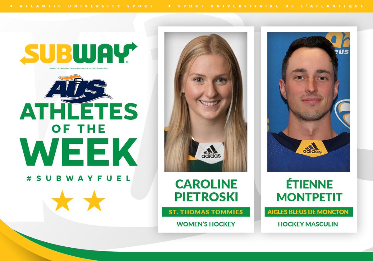 We're betting <a href="/STUWH/">STU Women's Hockey</a> and <a href="/aigles_hockey/">Aigles Bleus - Hockey Masculin</a> were thankful for great goaltending last weekend!

This week's @SUBWAYCanada AUS Athletes of the Week were absolute studs between the posts, making a combined 181 saves for their squads.🙅‍♀️🙅

More: tinyurl.com/hy69s7ve