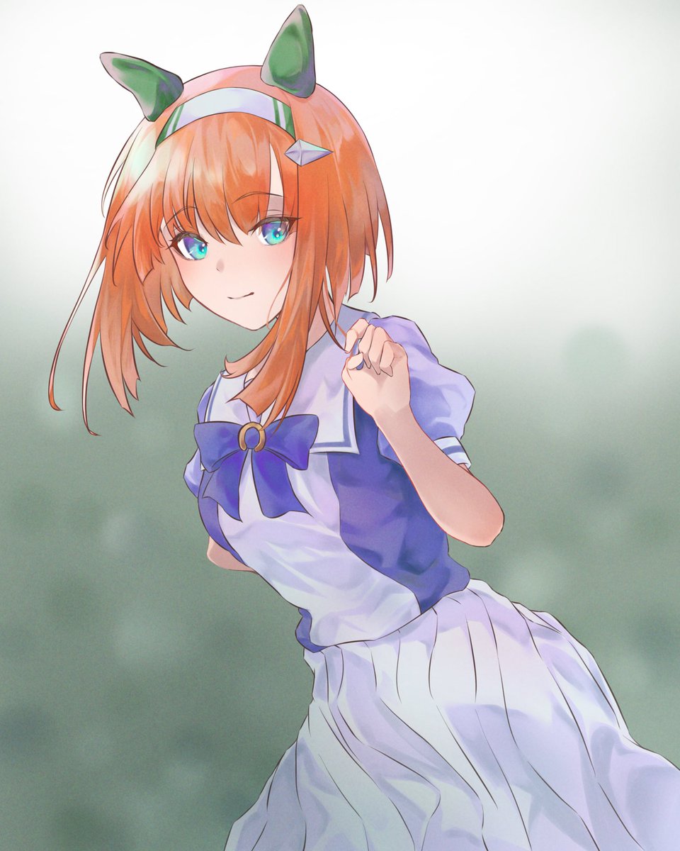 silence suzuka (umamusume) 1girl animal ears solo horse ears tracen school uniform orange hair skirt  illustration images